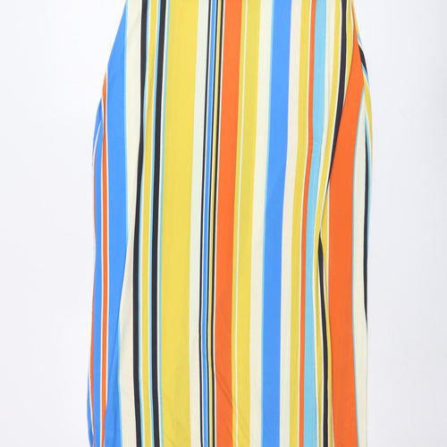 Boohoo Womens Multicoloured Striped Polyester Maxi Size 16 Round Neck Pullover