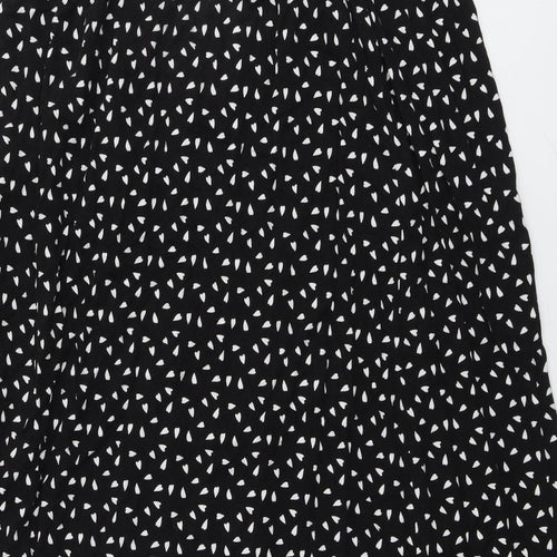 ASOS Womens Black Geometric Viscose Swing Skirt Size 10 Button