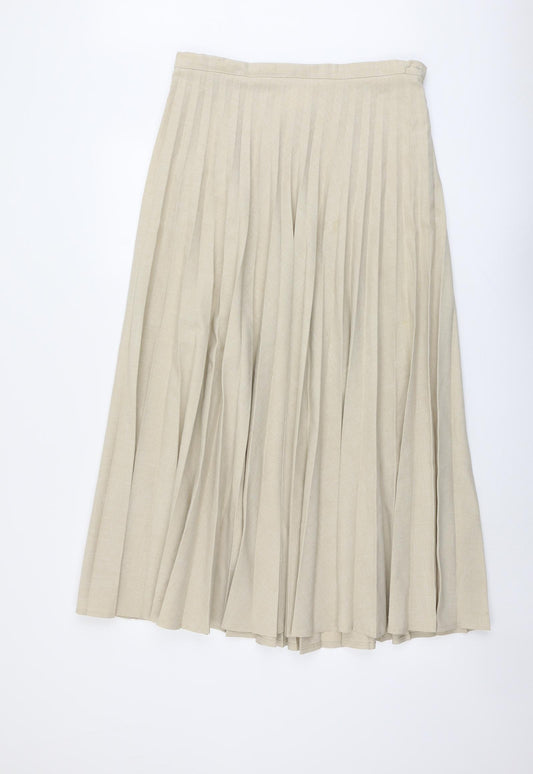 Agenda Womens Beige Polyester Pleated Skirt Size 16 Zip