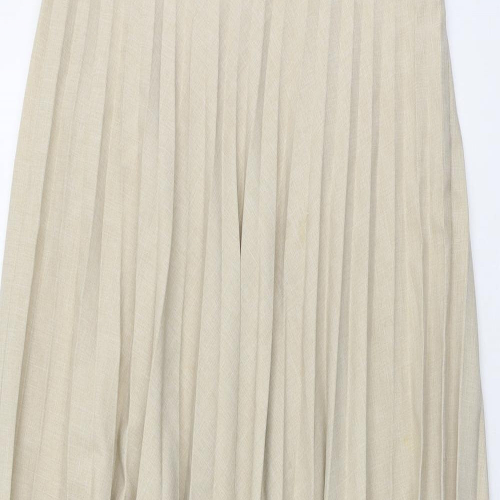 Agenda Womens Beige Polyester Pleated Skirt Size 16 Zip