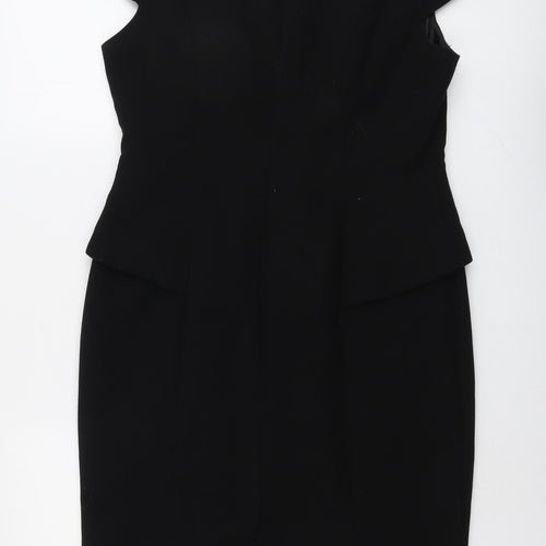 Marks and Spencer Womens Black Polyester Shift Size 14 Square Neck Zip