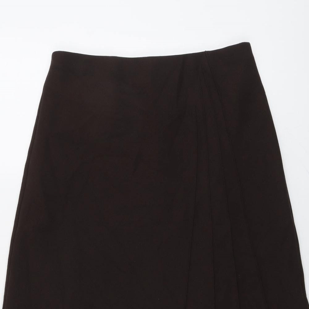 Marks and Spencer Womens Brown Polyester Swing Skirt Size 12