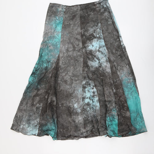 Per Una Womens Grey Geometric Cotton Swing Skirt Size 8 Zip