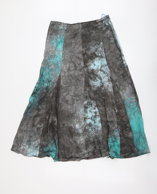 Per Una Womens Grey Geometric Cotton Swing Skirt Size 8 Zip