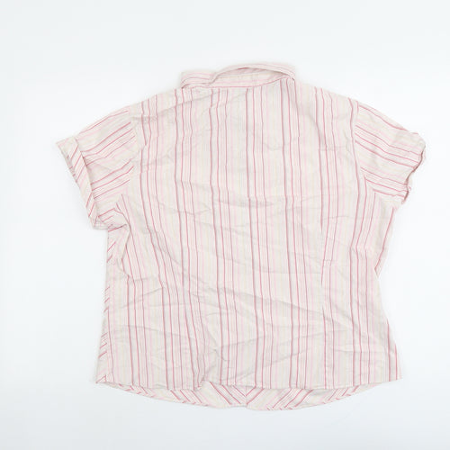 AMARANTO Womens Pink Striped Cotton Basic Button-Up Size 18 Collared