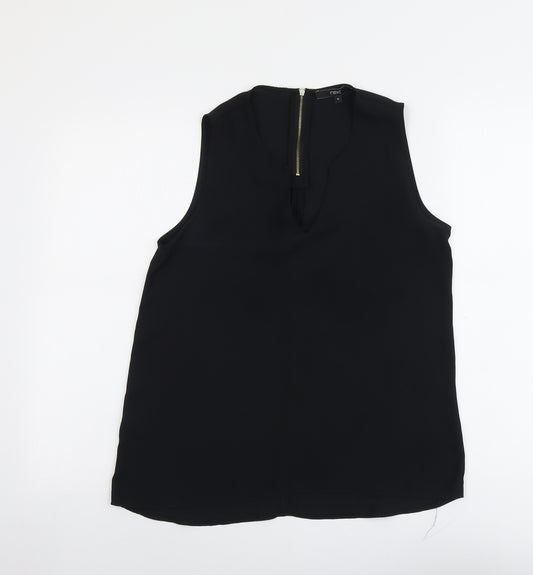 NEXT Womens Black Polyester Basic Blouse Size 10 V-Neck
