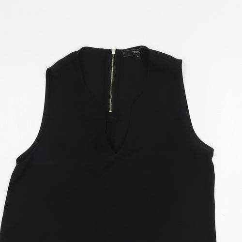 NEXT Womens Black Polyester Basic Blouse Size 10 V-Neck