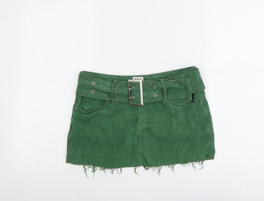 BDG Womens Green Cotton Mini Skirt Size S Button - Belt Included