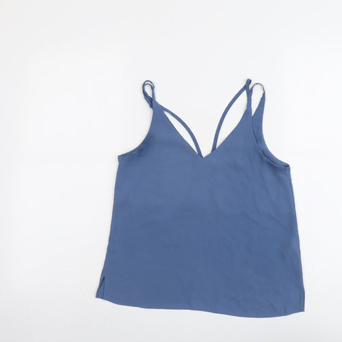 Topshop Womens Blue Polyester Camisole Tank Size 6 V-Neck