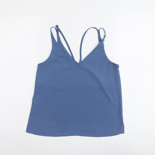 Topshop Womens Blue Polyester Camisole Tank Size 6 V-Neck