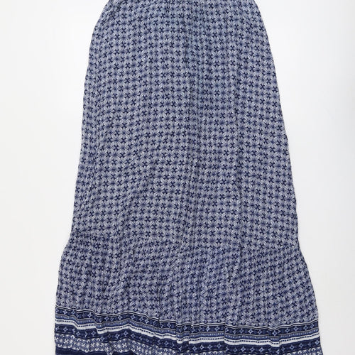 NEXT Womens Blue Geometric Viscose Tank Dress Size 10 Round Neck Pullover