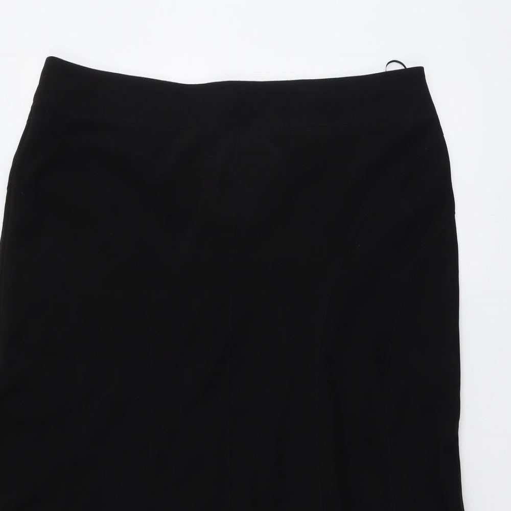 JUST ELEGANCE Womens Black Polyester Swing Skirt Size 18 Zip