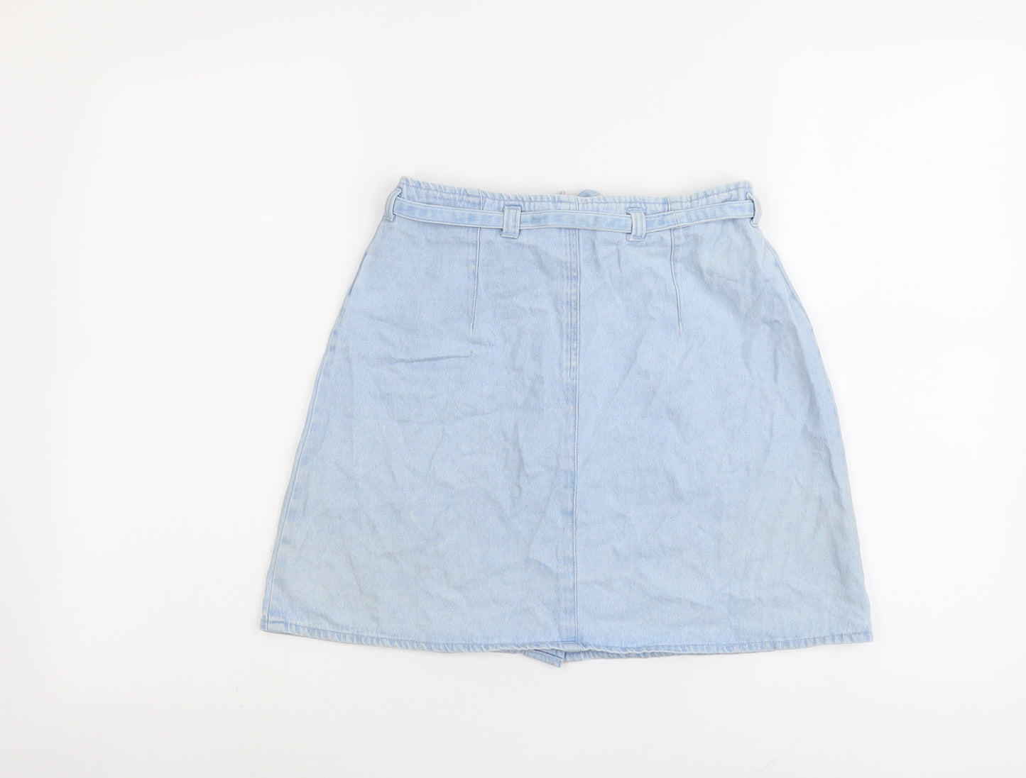 ASOS Womens Blue Cotton A-Line Skirt Size 8 Button