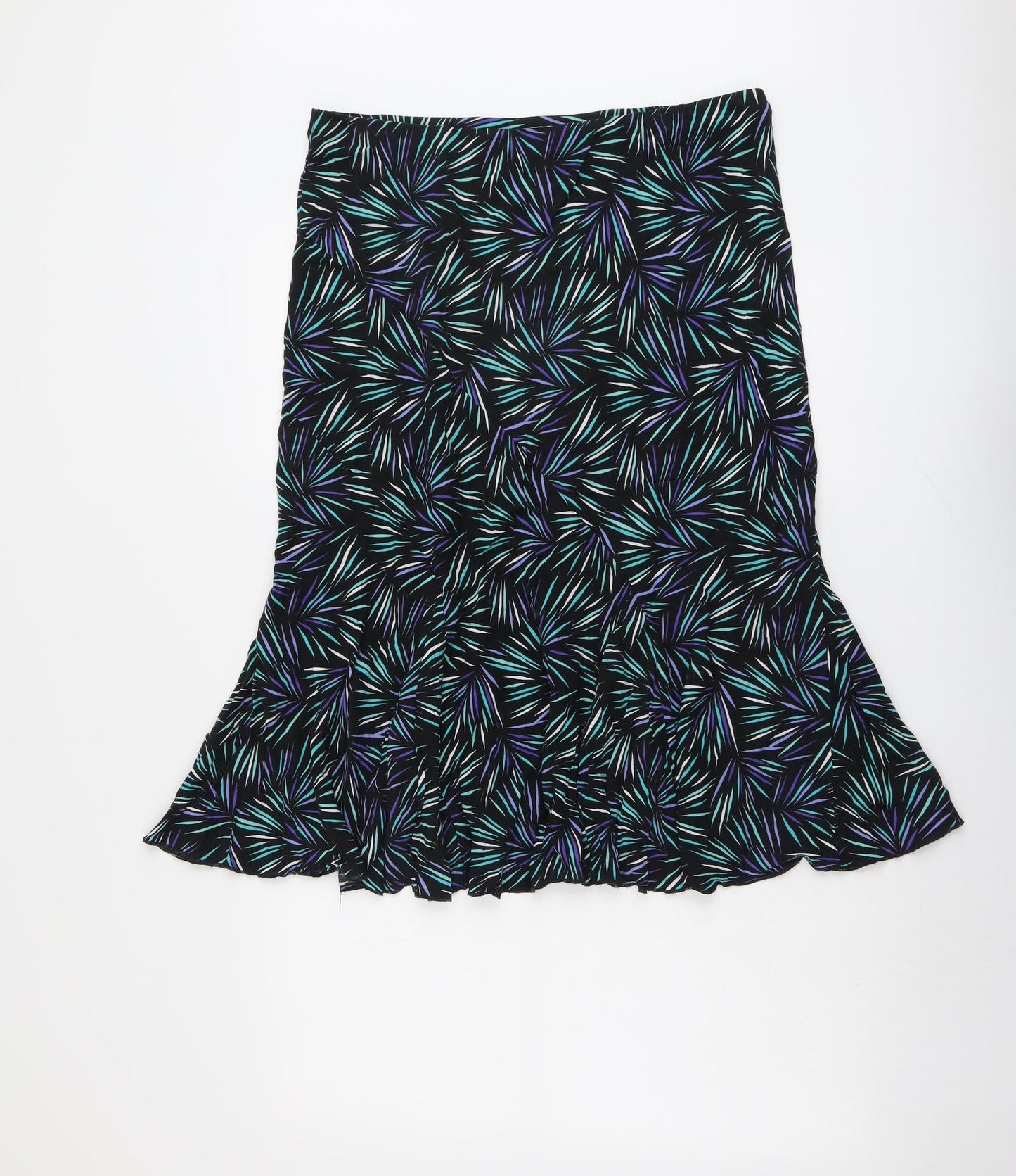 Bonmarché Womens Black Geometric Viscose Swing Skirt Size 16