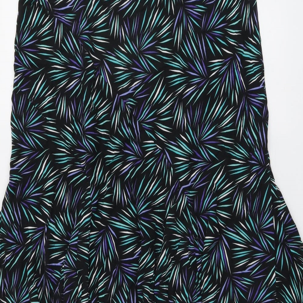 Bonmarché Womens Black Geometric Viscose Swing Skirt Size 16