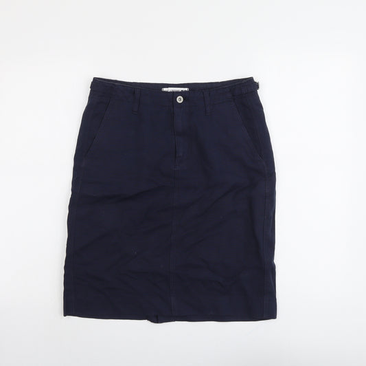 Uniqlo Womens Blue Cotton A-Line Skirt Size 30 in Button