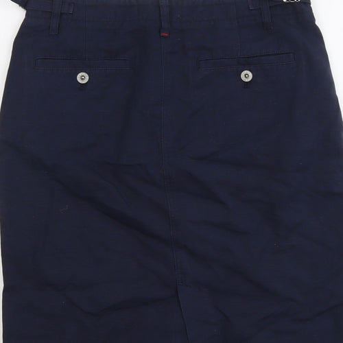 Uniqlo Womens Blue Cotton A-Line Skirt Size 30 in Button