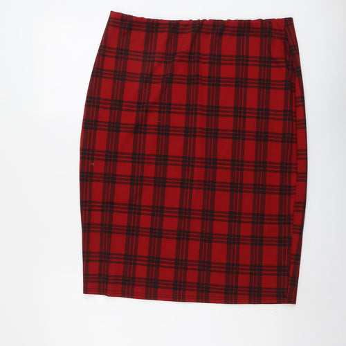 Simply Be Womens Red Plaid Polyester Bandage Skirt Size 22