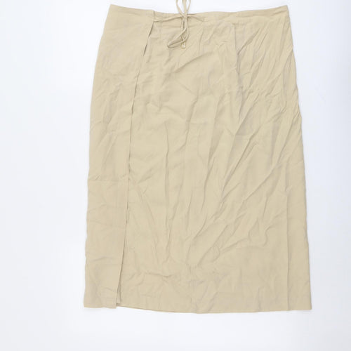 Marks and Spencer Womens Beige Lyocell A-Line Skirt Size 16 Tie