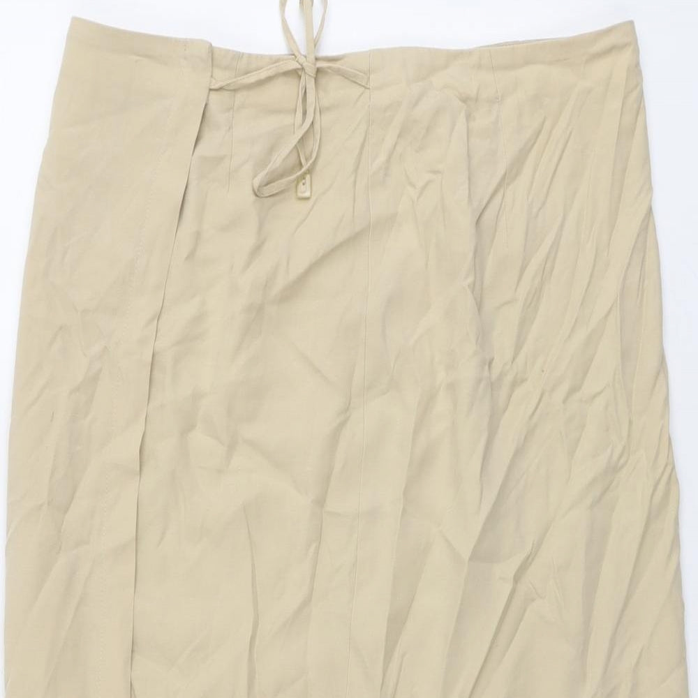 Marks and Spencer Womens Beige Lyocell A-Line Skirt Size 16 Tie