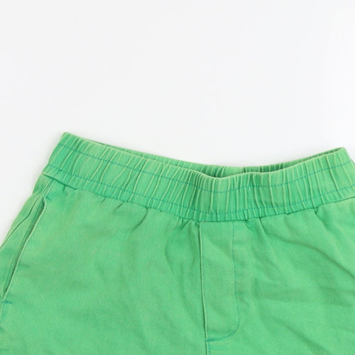 Signature Womens Green Cotton Hot Pants Shorts Size S L3 in Regular Pull On - Frayed Hem