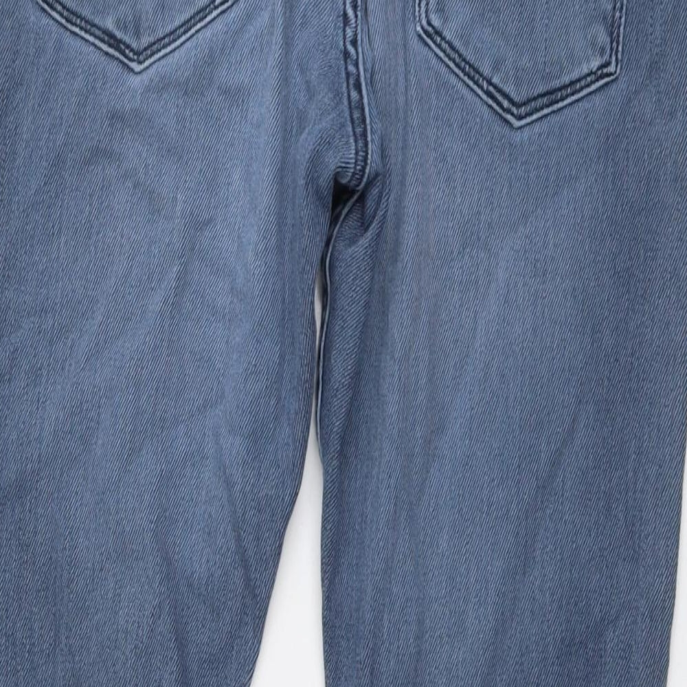 Marks and Spencer Mens Blue Cotton Straight Jeans Size 34 in L29 in Slim Button