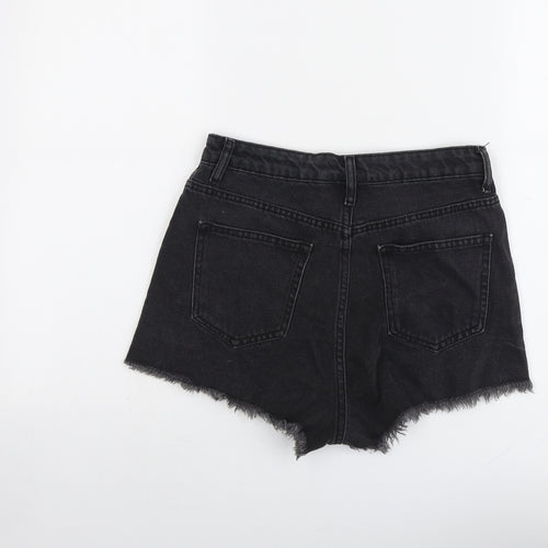 Don't Think Twice Womens Grey Cotton Hot Pants Shorts Size 10 L3 in Regular Button - Frayed Hem