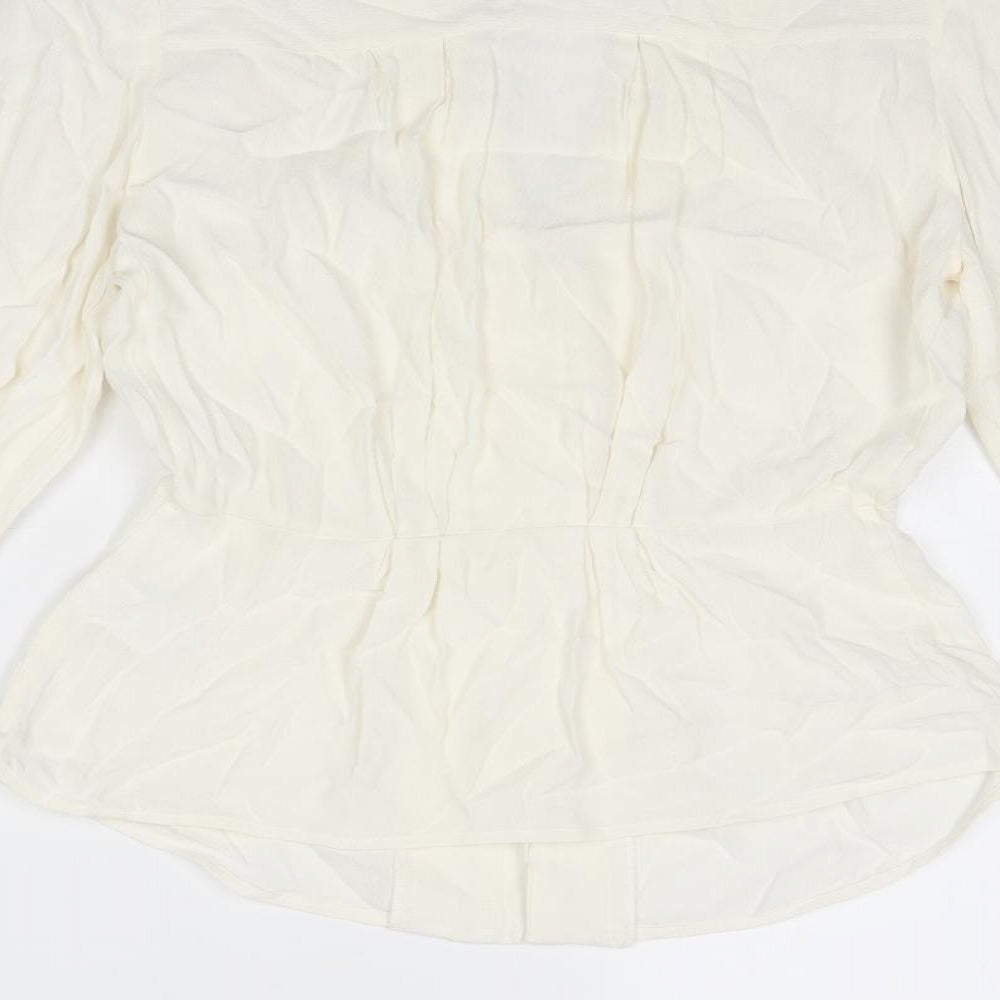 Marks and Spencer Womens Ivory Viscose Basic Button-Up Size 6 V-Neck