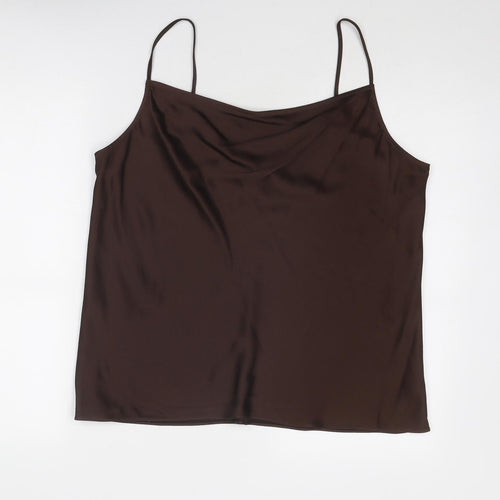 Marks and Spencer Womens Brown Polyester Camisole Tank Size 16 Cowl Neck