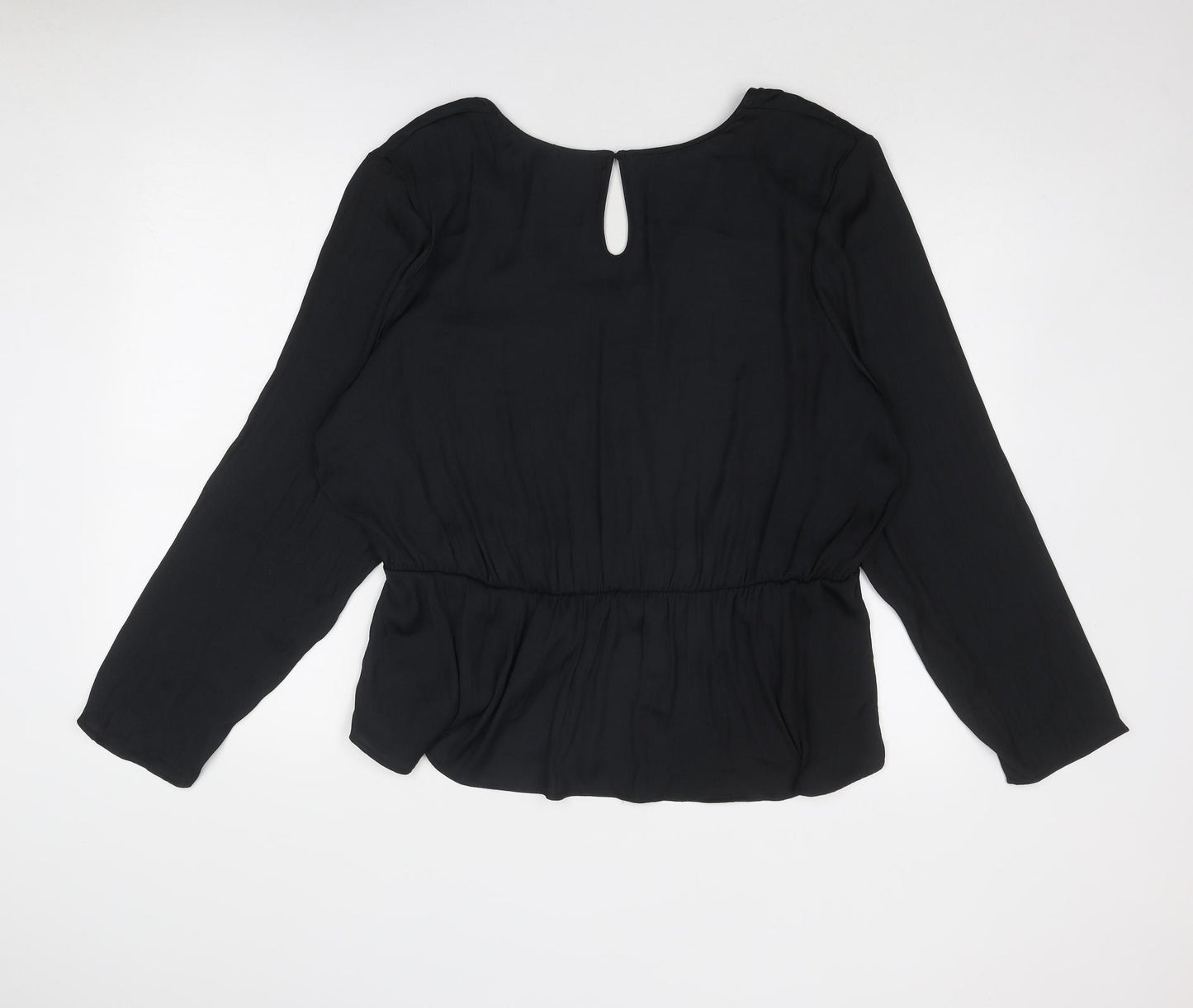 Marks and Spencer Womens Black Polyester Basic Blouse Size 22 V-Neck - Peplum