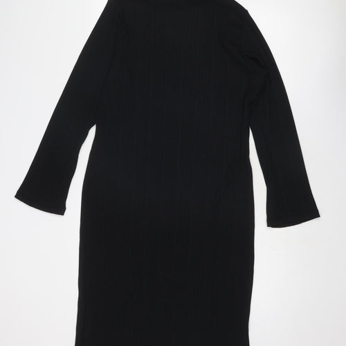 Marks and Spencer Womens Black Polyester A-Line Size 16 Boat Neck Pullover