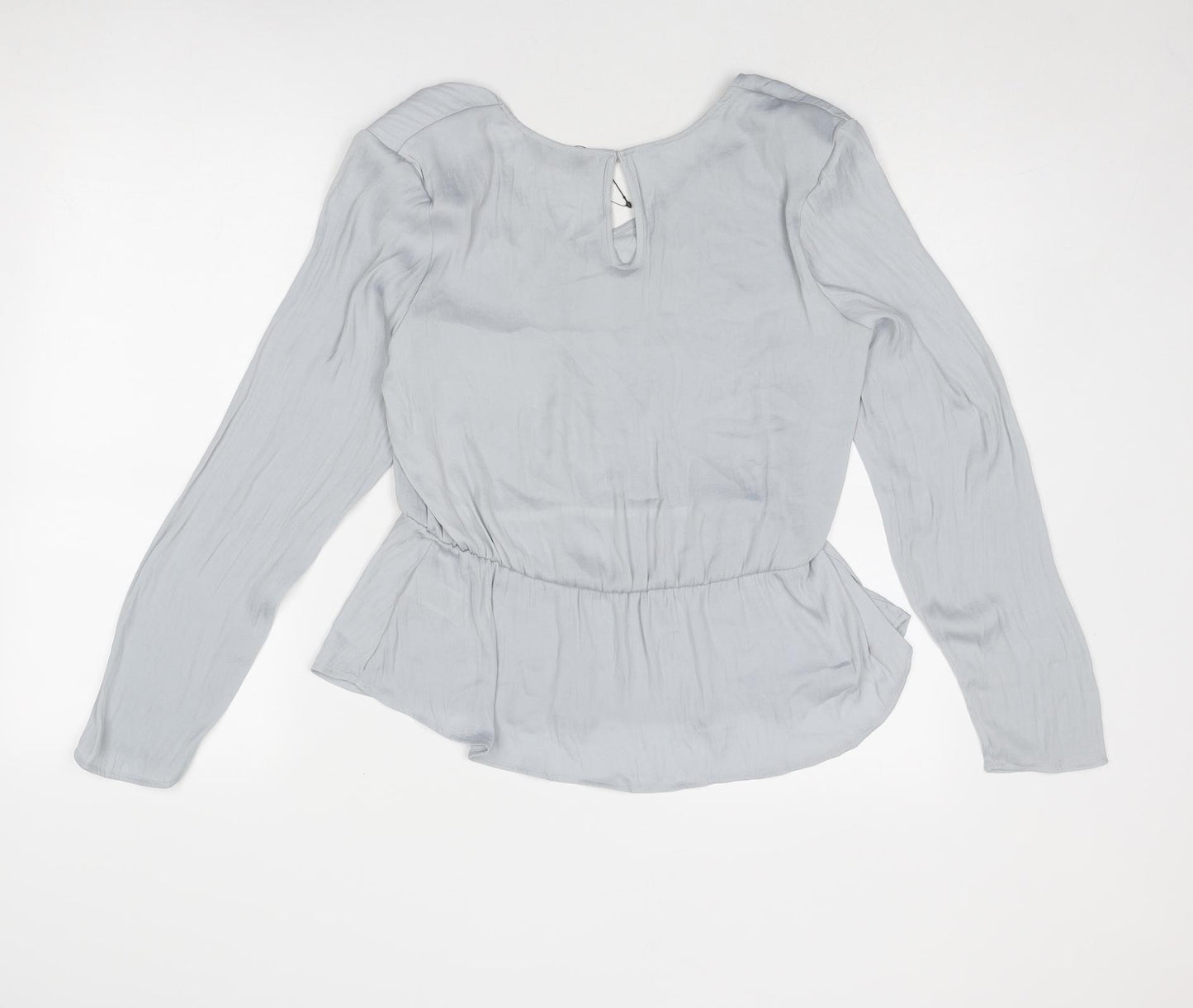 Marks and Spencer Womens Grey Polyester Basic Blouse Size 10 V-Neck - Peplum