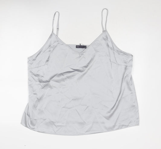 Marks and Spencer Womens Grey Polyester Camisole Tank Size 24 V-Neck