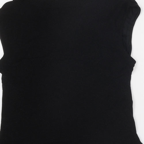 Marks and Spencer Womens Black Polyamide Basic T-Shirt Size 18 V-Neck - Wrap Style