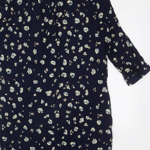 NEXT Womens Blue Geometric Viscose Shirt Dress Size 14 Collared Button