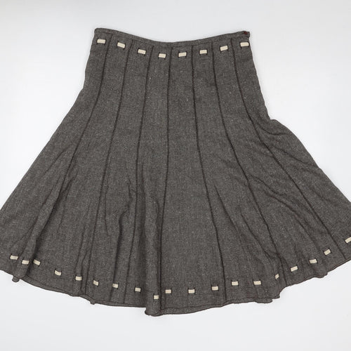 Per Una Womens Brown Polyester Swing Skirt Size 14 Zip