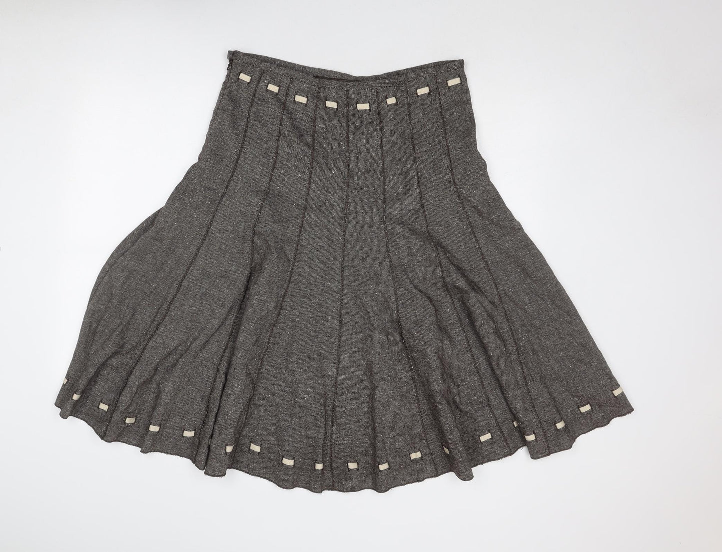 Per Una Womens Brown Polyester Swing Skirt Size 14 Zip