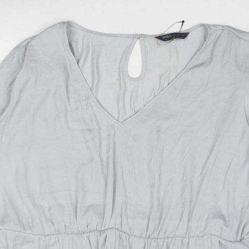 Marks and Spencer Womens Grey Polyester Basic Blouse Size 22 V-Neck - Peplum