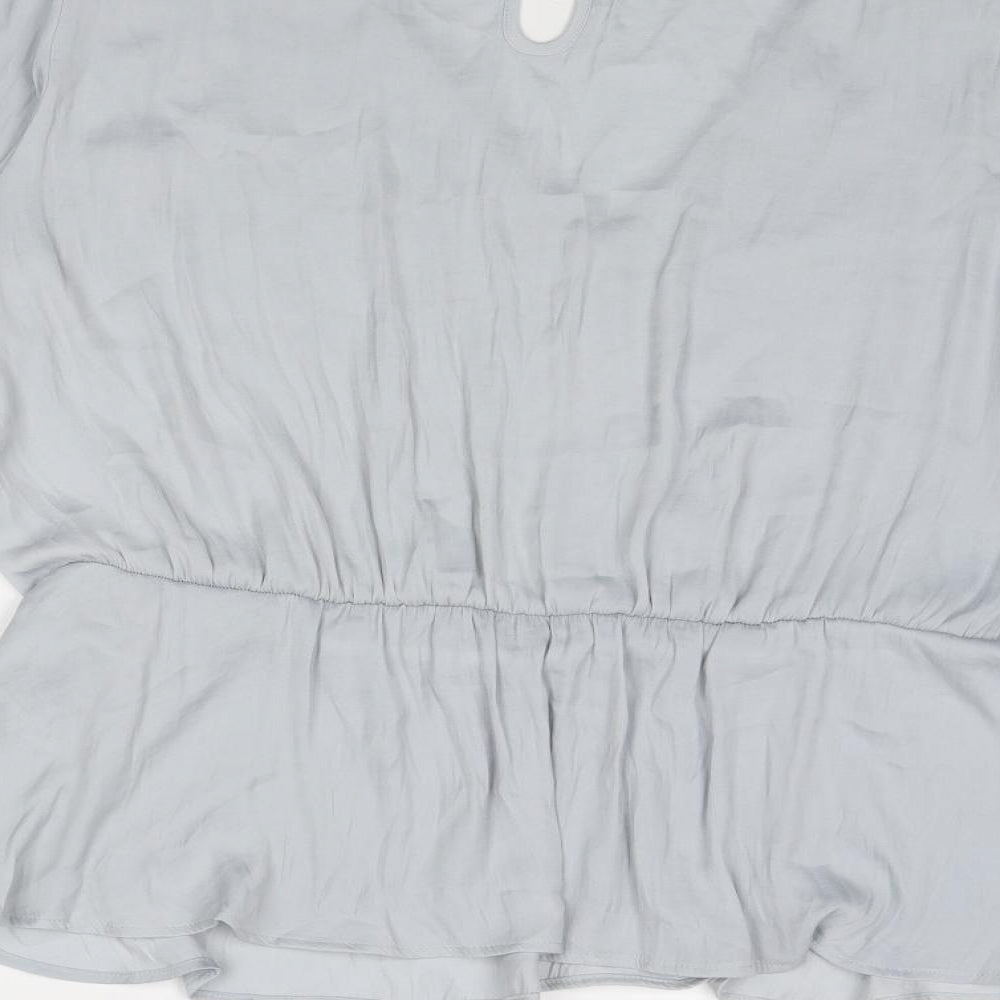Marks and Spencer Womens Grey Polyester Basic Blouse Size 22 V-Neck - Peplum