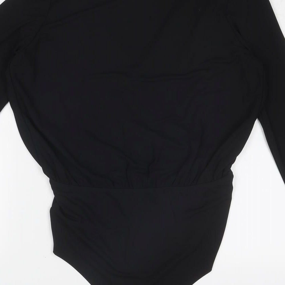 Marks and Spencer Womens Black Polyester Bodysuit One-Piece Size 8 Pullover - Wrap Style