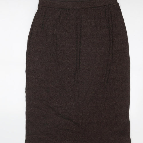 Marks and Spencer Womens Brown Cotton A-Line Skirt Size 14