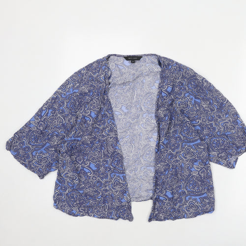 New Look Womens Blue Floral Viscose Kimono Blouse Size 6 V-Neck