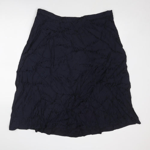 Marks and Spencer Womens Blue Geometric Viscose A-Line Skirt Size 20 Zip