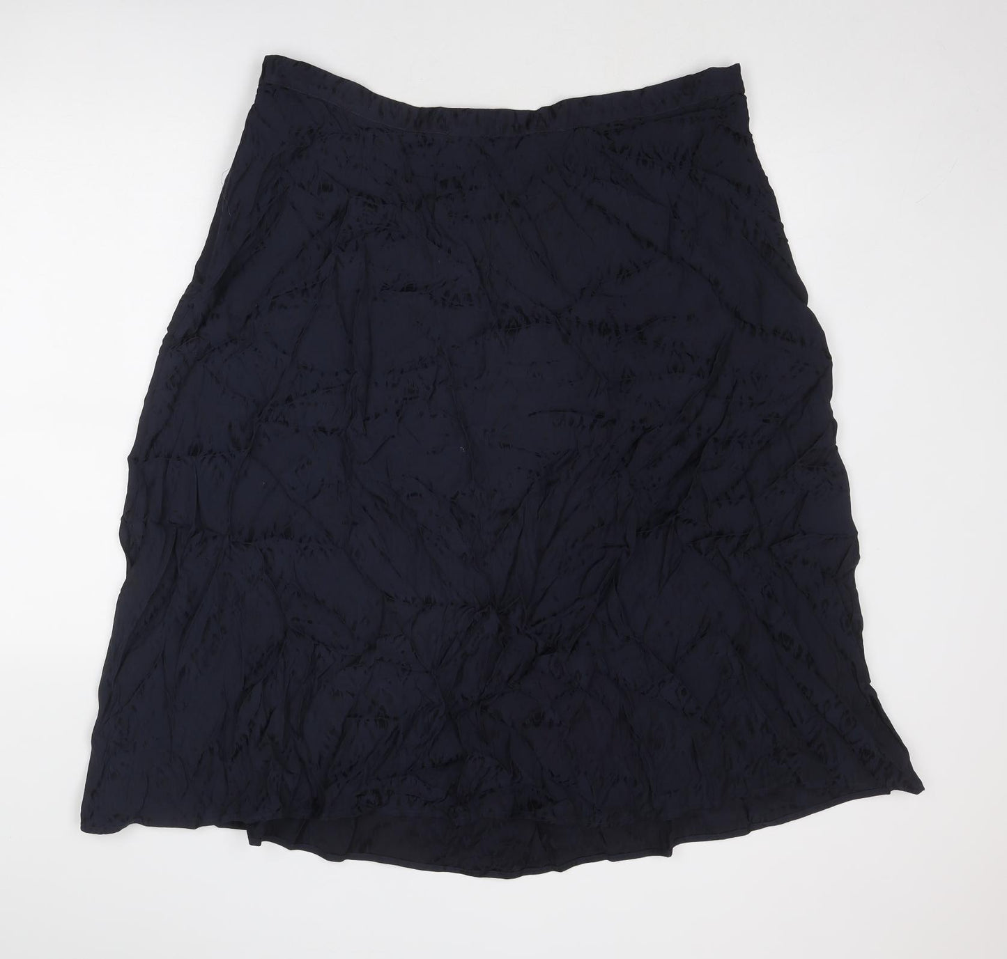 Marks and Spencer Womens Blue Geometric Viscose A-Line Skirt Size 20 Zip