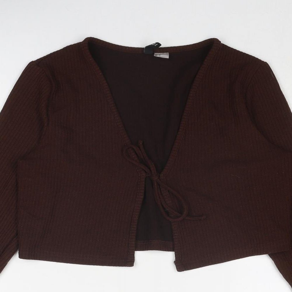 Divided by H&M Womens Brown Polyester Basic Blouse Size M V-Neck