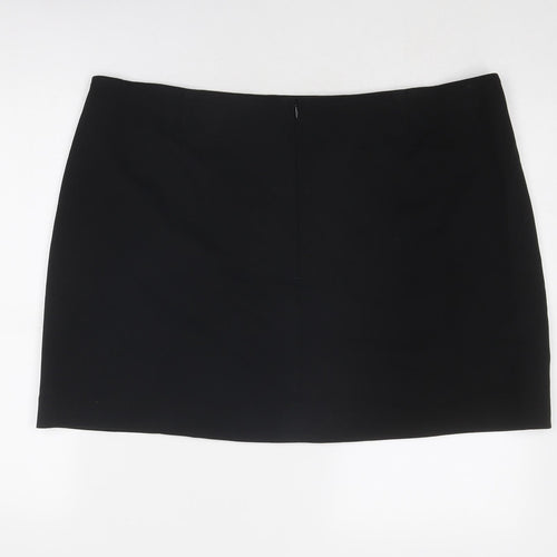 Marks and Spencer Womens Black Polyester A-Line Skirt Size 22 Zip