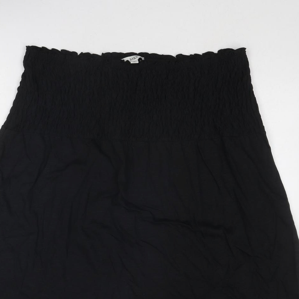 Marks and Spencer Womens Black Cotton Mini Size 18 Off the Shoulder Pullover
