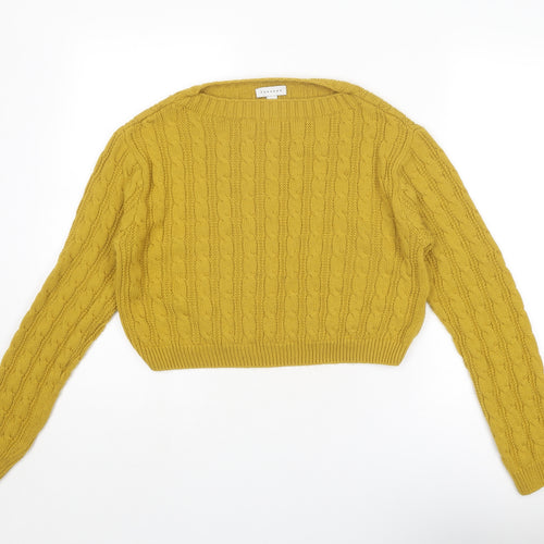 Topshop Womens Yellow Boat Neck Acrylic Pullover Jumper Size S
