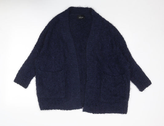 Zara Knit Womens Blue V-Neck Polyester Cardigan Jumper Size M