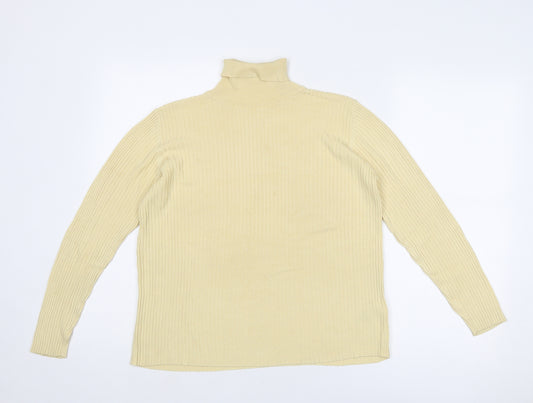 St Michael Womens Yellow Roll Neck Silk Pullover Jumper Size 14